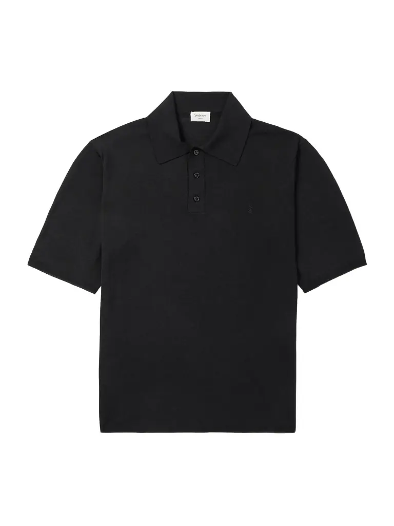 Saint Laurent Cassandre Logo-Embroidered Wool Polo Shirt - Men
