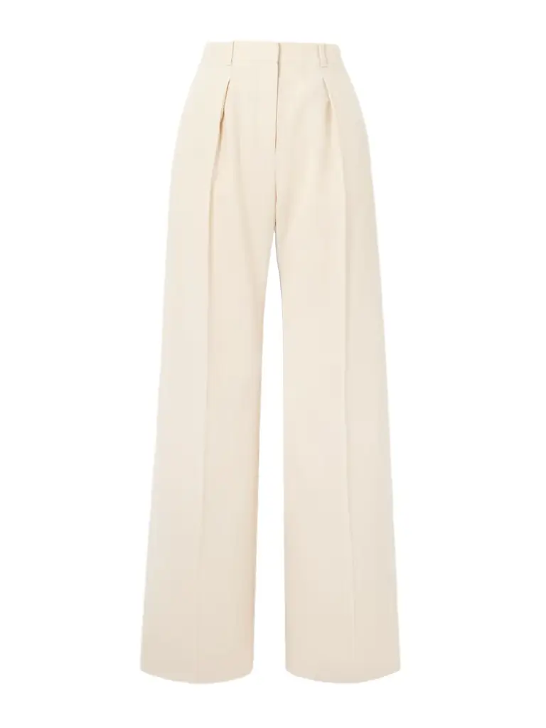 Loro Piana Edward Pleated Linen And Wool-blend Twill Wide-leg Pants