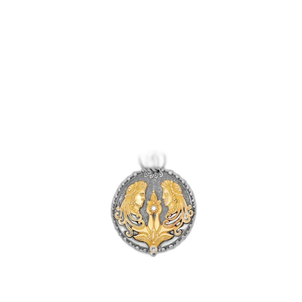 Konstantino Konstantino Zodiac Gemini Sterling Silver & 18K Yellow Gold Diamond Carved Pendant by The Solist