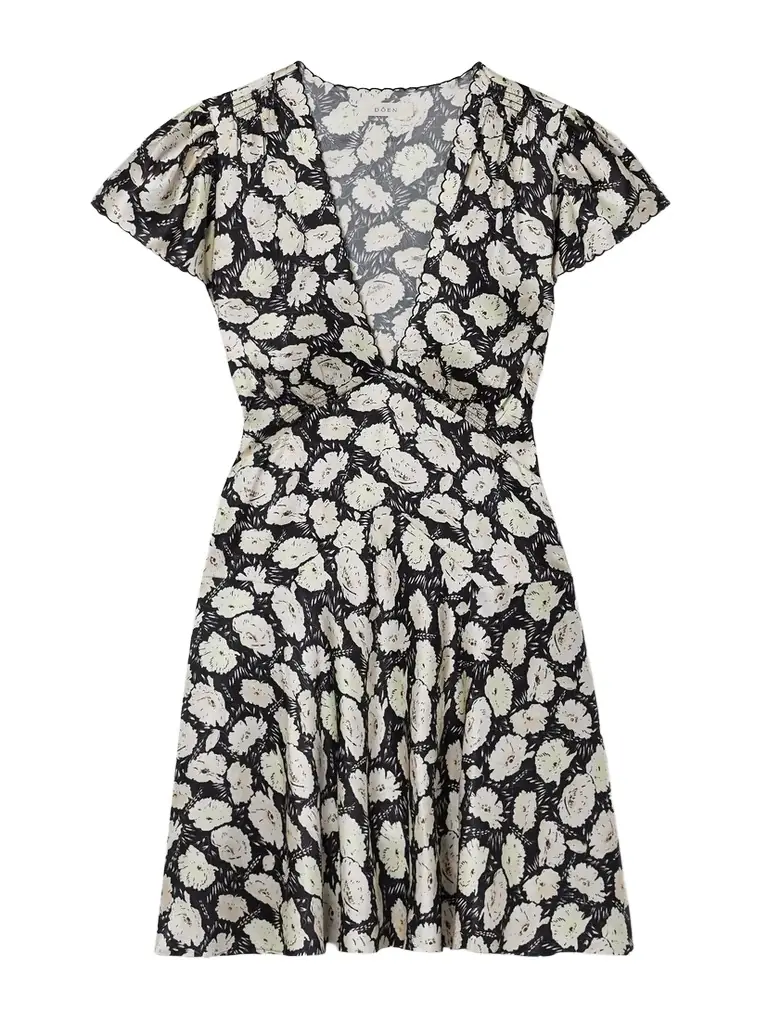 DÔEN Dianne Floral-print Silk-satin Mini Dress