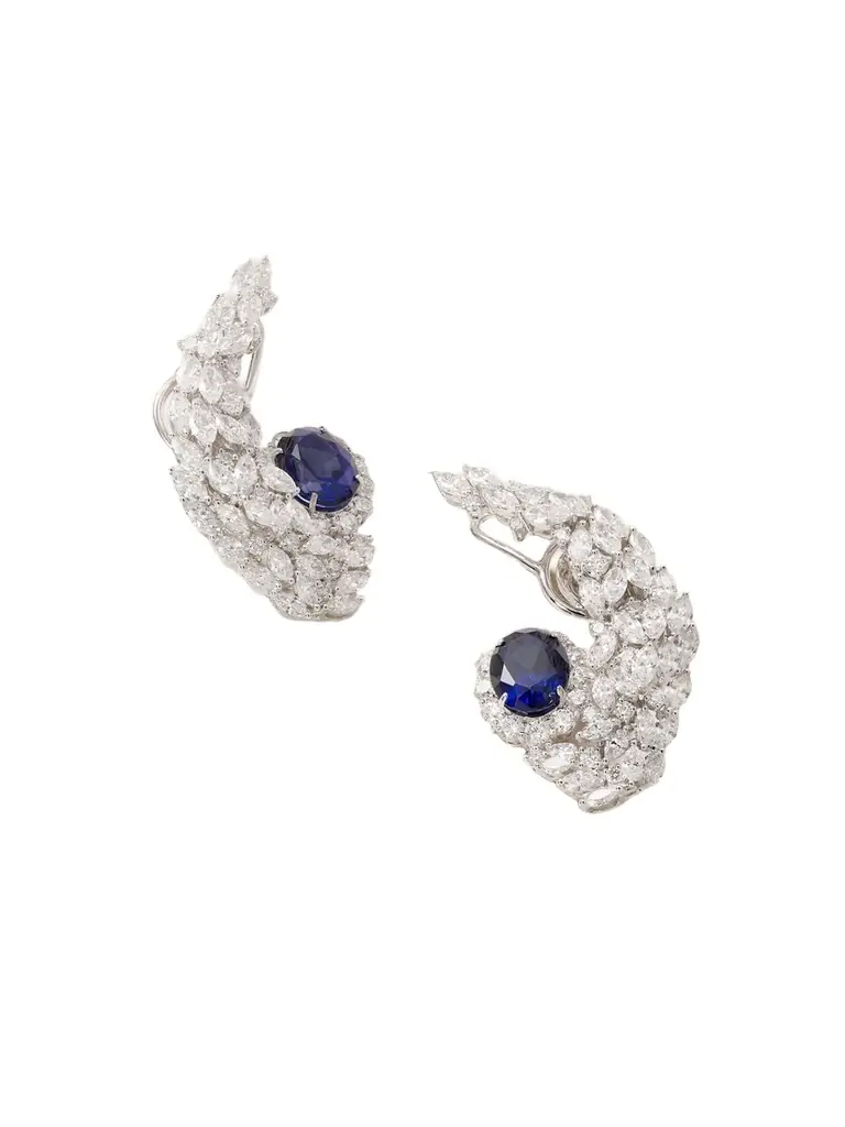 YEPREM 18-karat White Gold, Diamond And Sapphire Earrings
