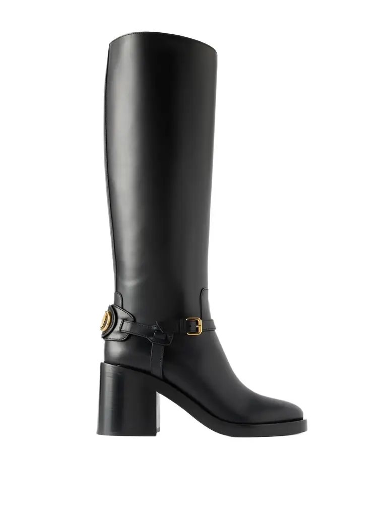 Valentino Garavani Vlogo Signature 80 Embellished Leather Knee Boots