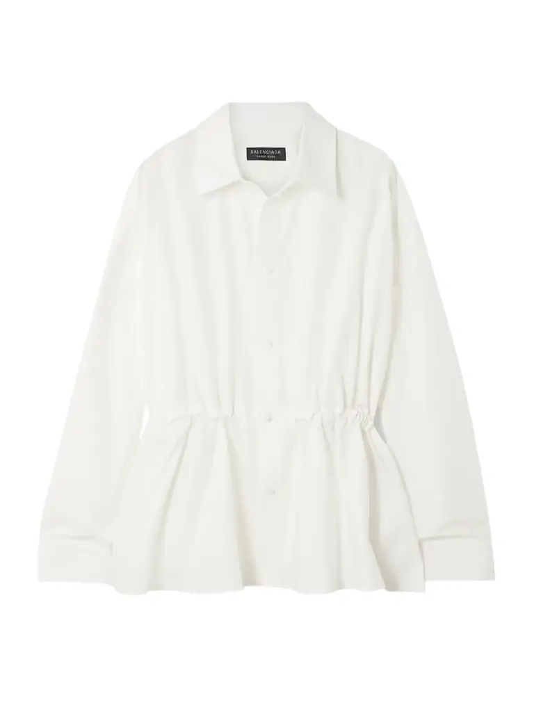 Balenciaga Hourglass Gathered Cotton-poplin Shirt