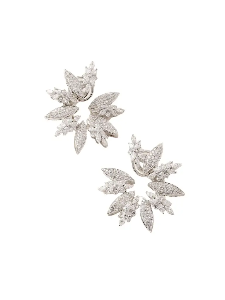 YEPREM 18-karat White Gold Diamond Earrings