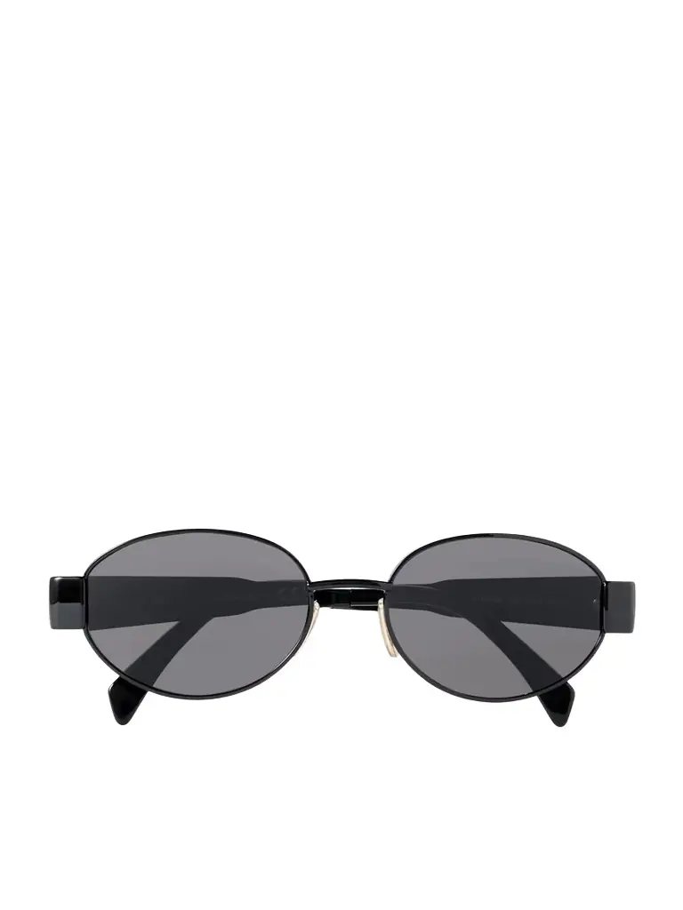 CELINE Eyewear Oval-frame Metal And Acetate Sunglasses