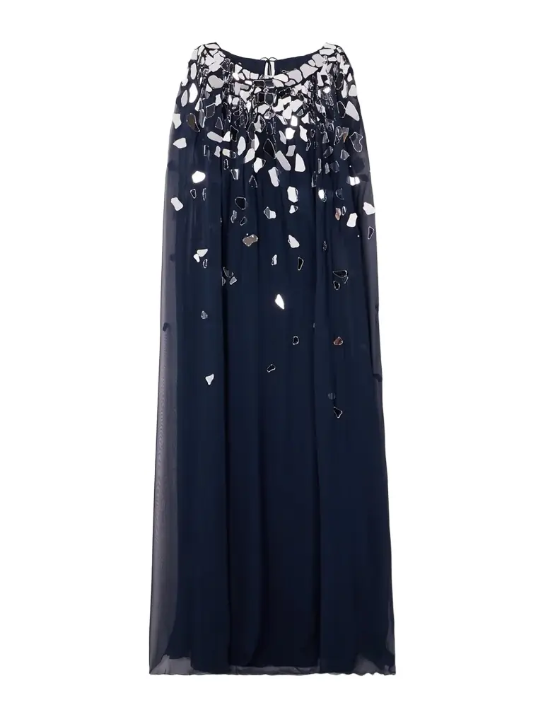 Oscar de la Renta Embellished Silk-chiffon Gown
