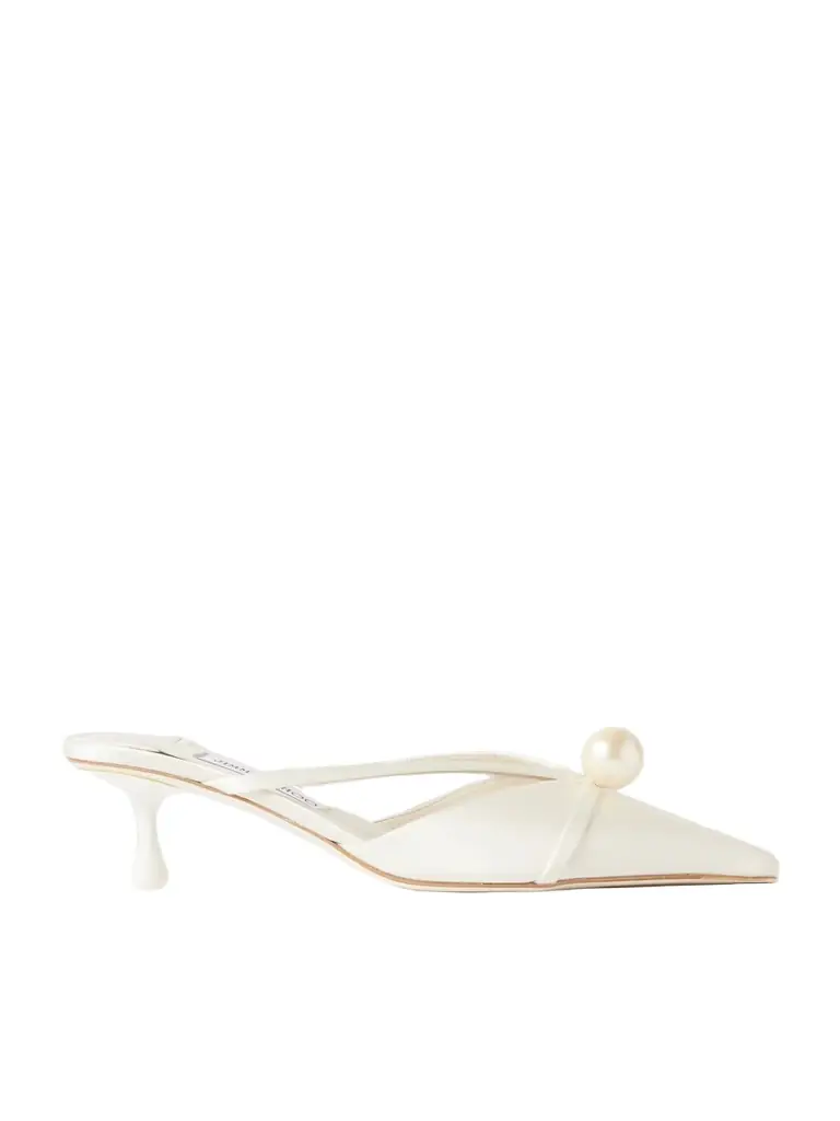 Jimmy Choo Sana 50 Embellished Satin Mules