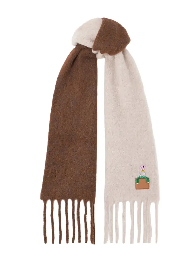 Loewe Crystal-embellished Embroidered Appliquéd Fringed Alpaca-blend Scarf