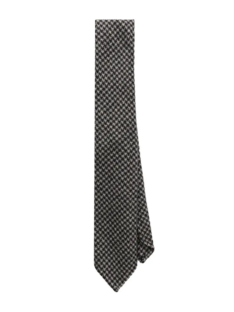 De Petrillo 7cm Houndstooth Wool and Cashmere-Blend Tie - Men