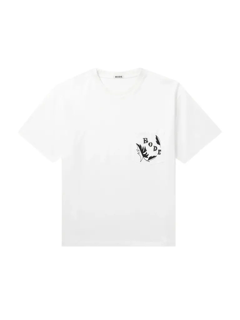 BODE Beaded Leaf Embellished Printed Cotton-Jersey T-Shirt - Men