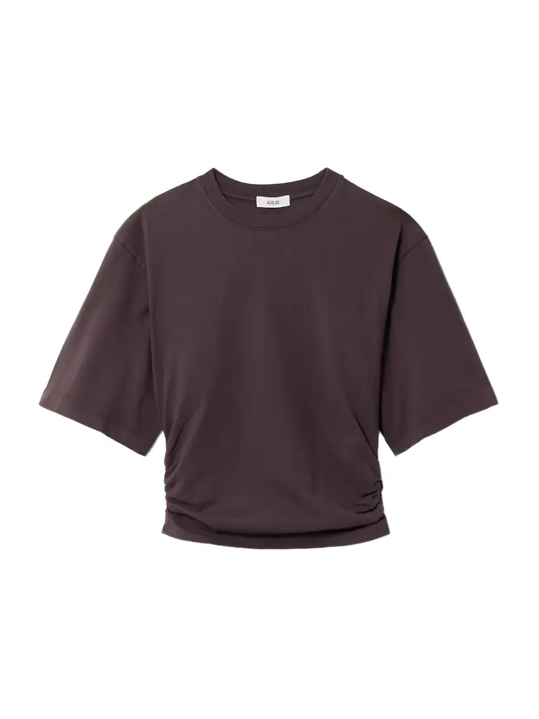 AGOLDE Shari Ruched Cotton-jersey T-shirt