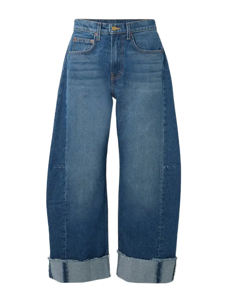 B SIDES Relaxed Lasso Frayed Mid-rise Barrel-leg Jeans