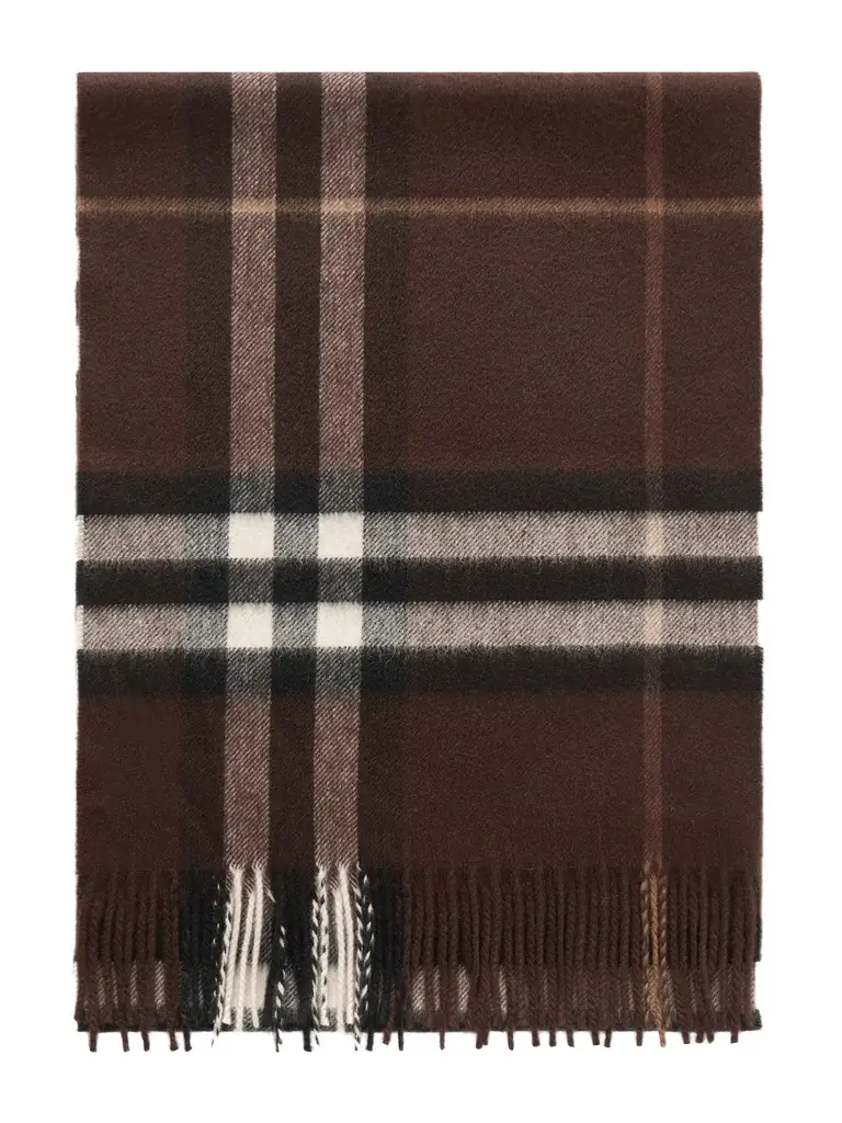 Burberry Fringed Checked Cashmere Scarf - Men