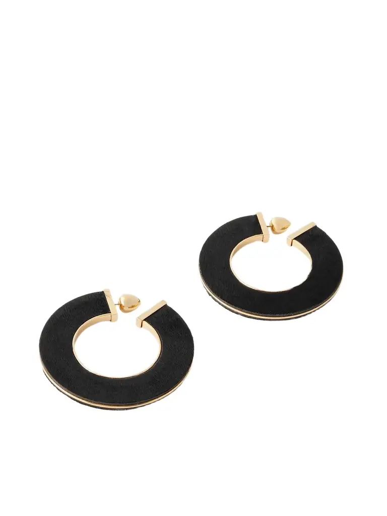 Alaïa Gold-tone Calf Hair Hoop Earrings