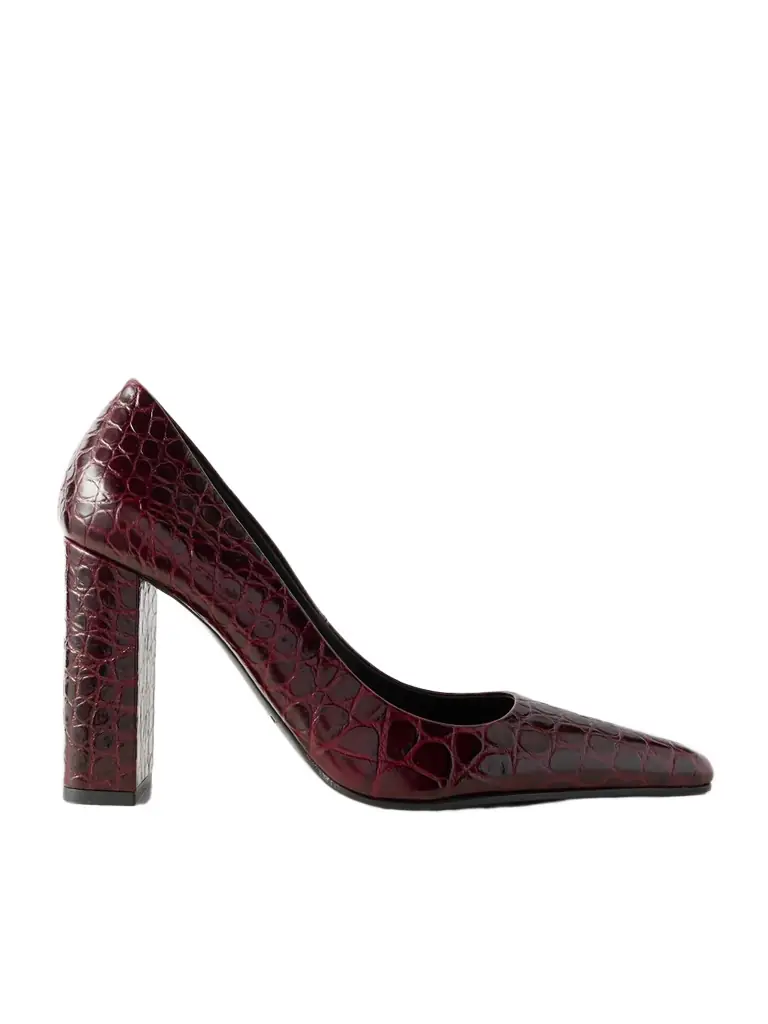 Alaïa 90 Croc-effect Leather Pumps