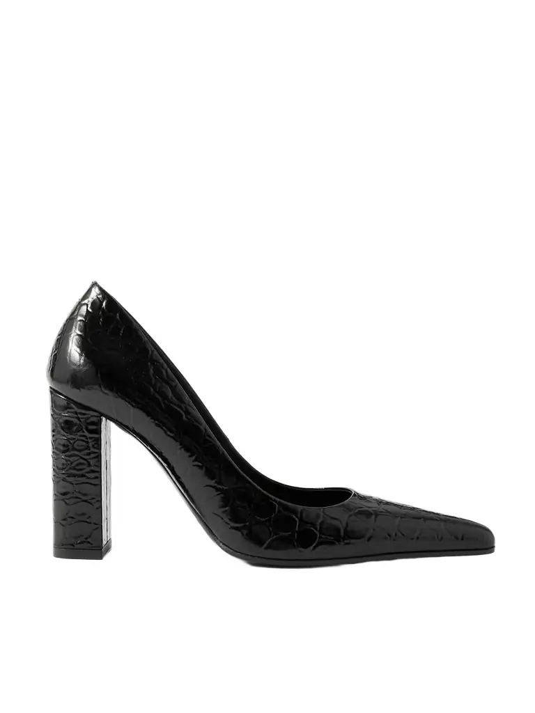 Alaïa 90 Croc-effect Leather Pumps
