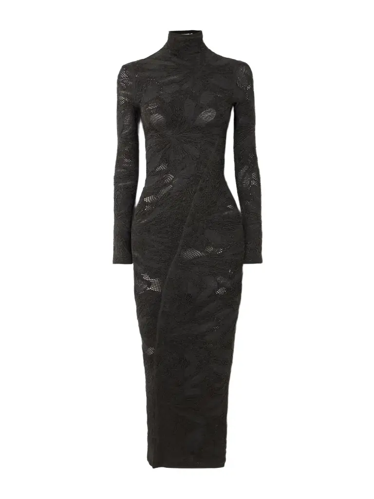 Alaïa Silk-blend Jacquard-knit Midi Dress