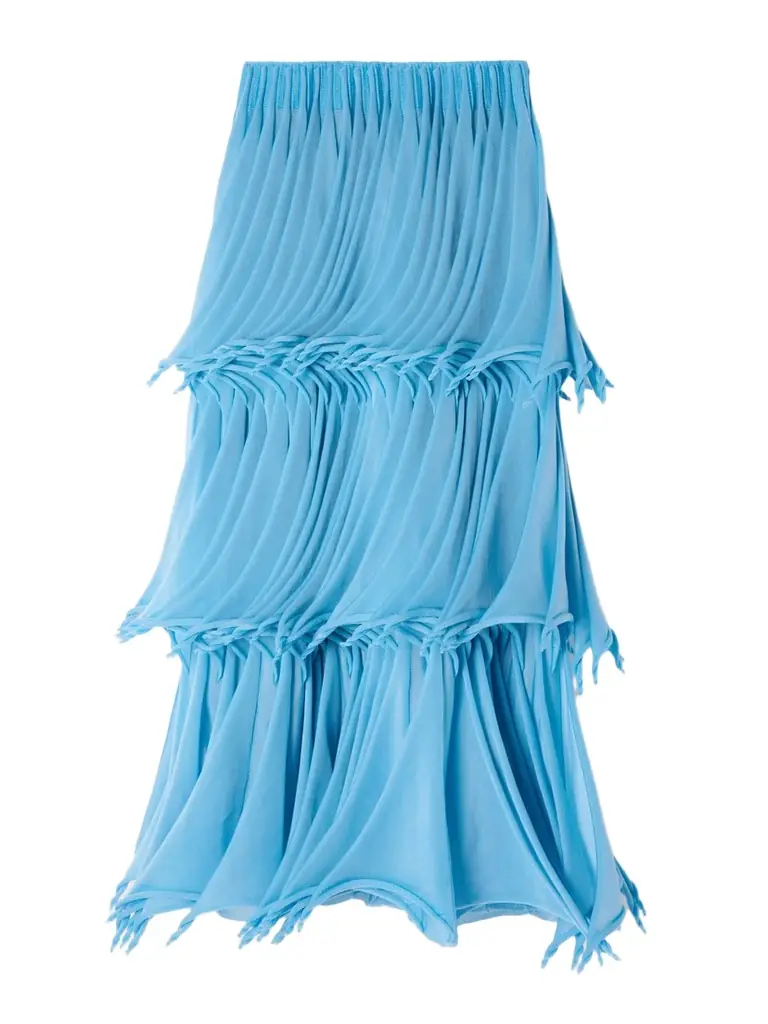 Alaïa Tiered Pleated Knitted Midi Skirt