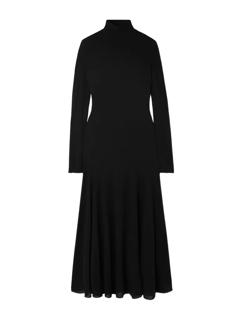 Alaïa Open-back Jersey Turtleneck Midi Dress