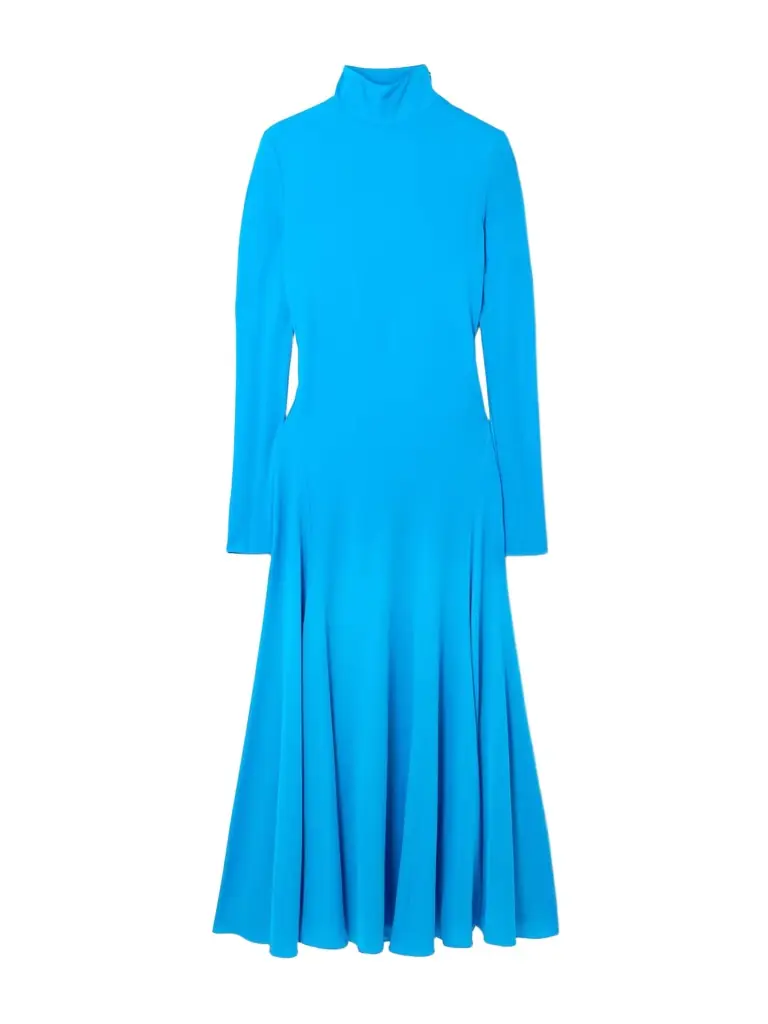 Alaïa Open-back Jersey Turtleneck Midi Dress