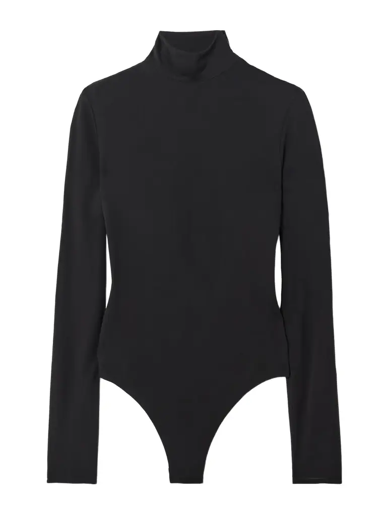 Alaïa Open-back Jersey Turtleneck Bodysuit