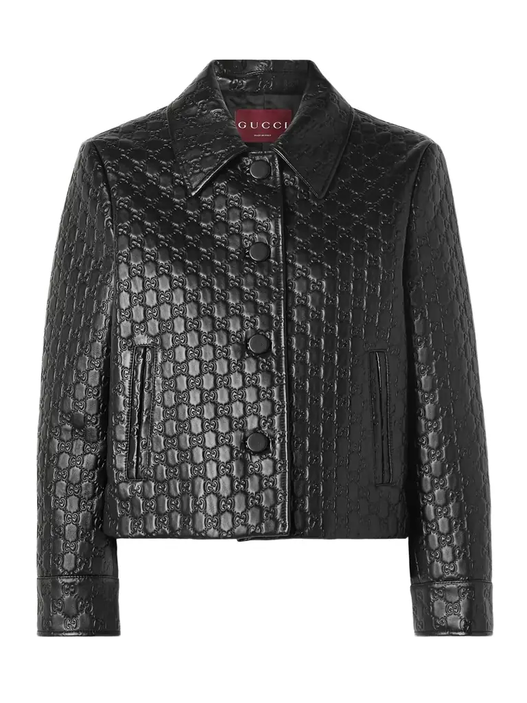 Gucci Debossed Leather Jacket