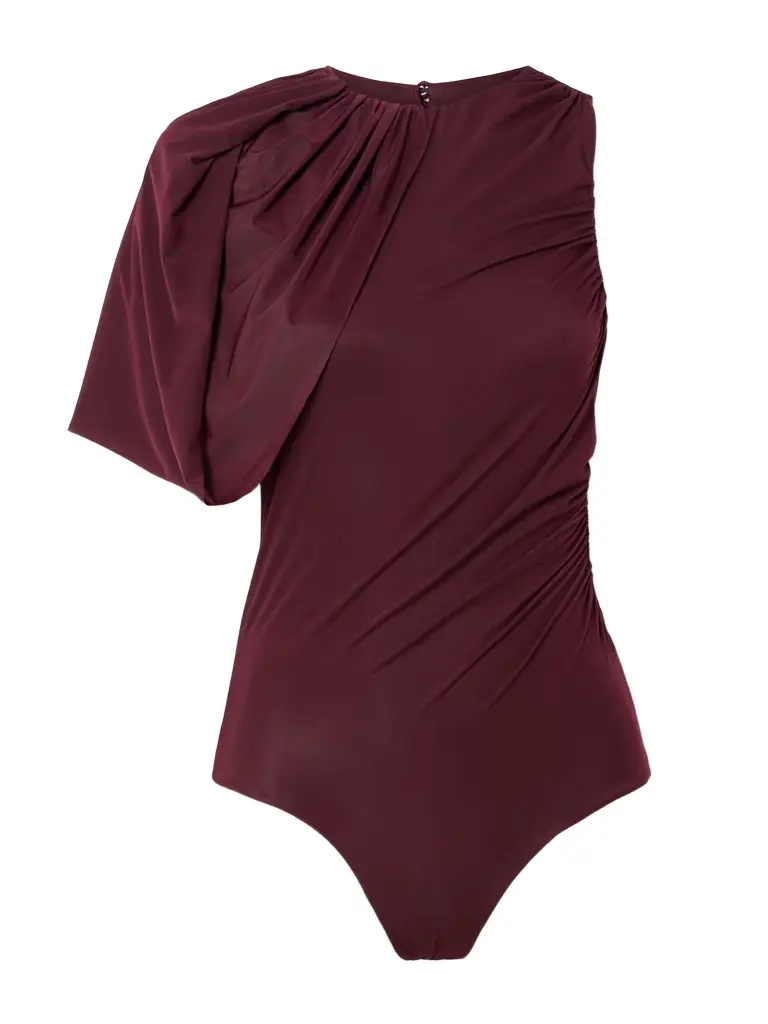 Maygel Coronel Carlos Gathered Stretch-mesh Bodysuit