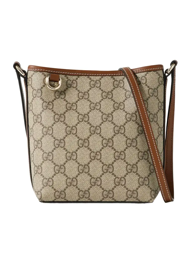 Gucci Gg Emblem Mini Leather-trimmed Printed Coated-canvas Shoulder Bag