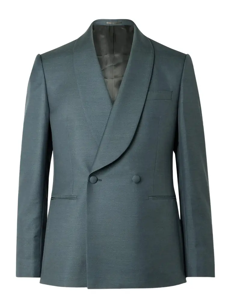 MR P. Slim-Fit Double-Breasted Shawl-Lapel Wool, Mohair and Silk-Blend Twill Tuxedo Jacket - Men