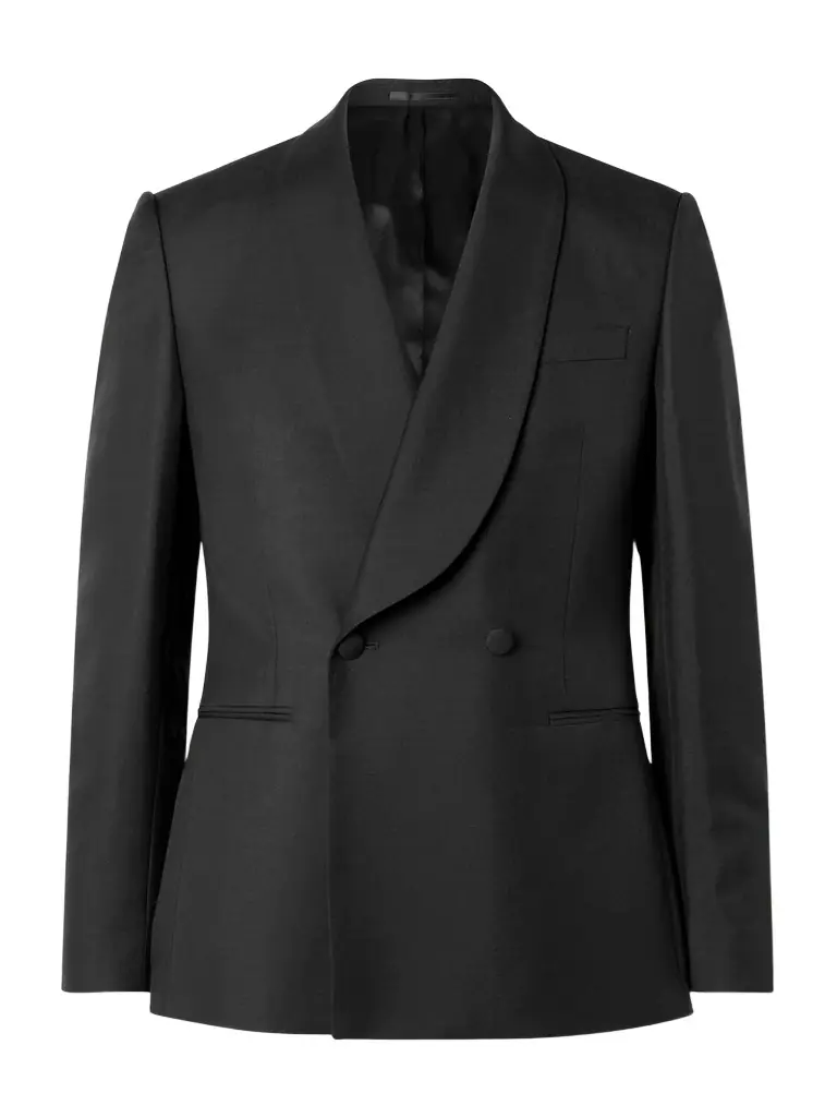 MR P. Slim-Fit Double-Breasted Shawl-Collar Wool, Mohair and Silk-Blend Tuxedo Jacket - Men