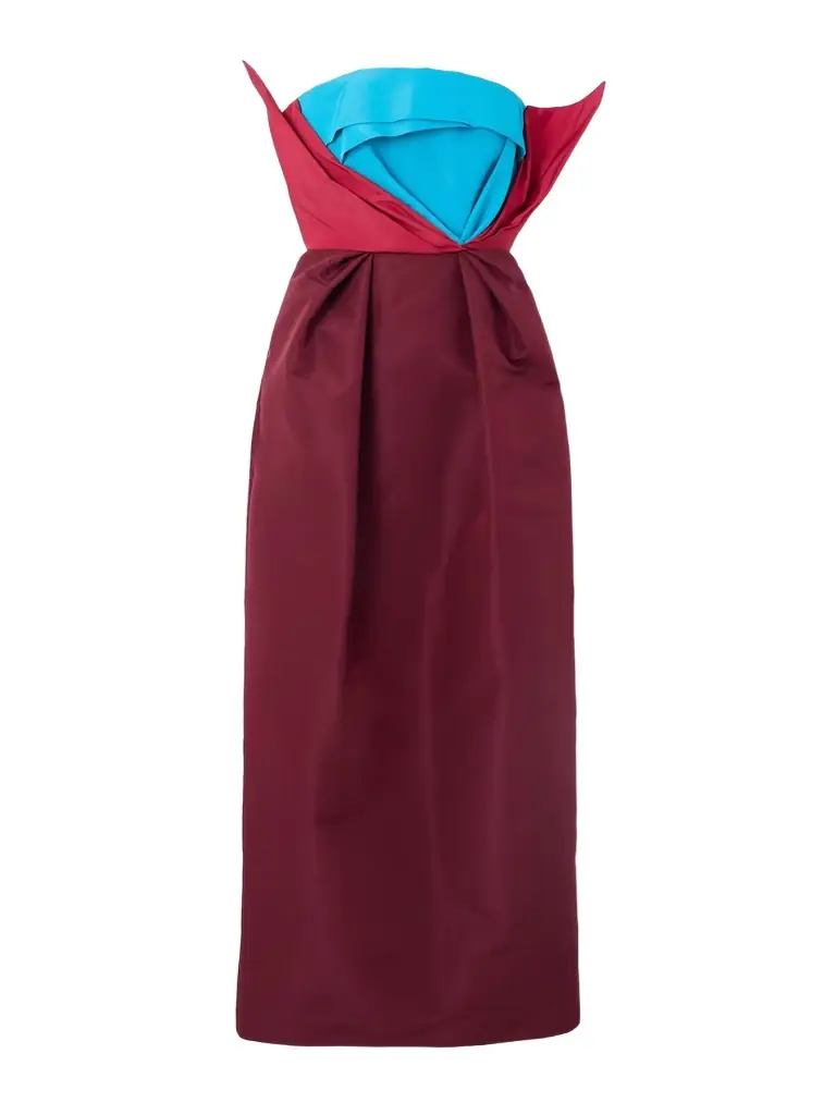 Christopher John Rogers Strapless Color-block Silk-taffeta Gown