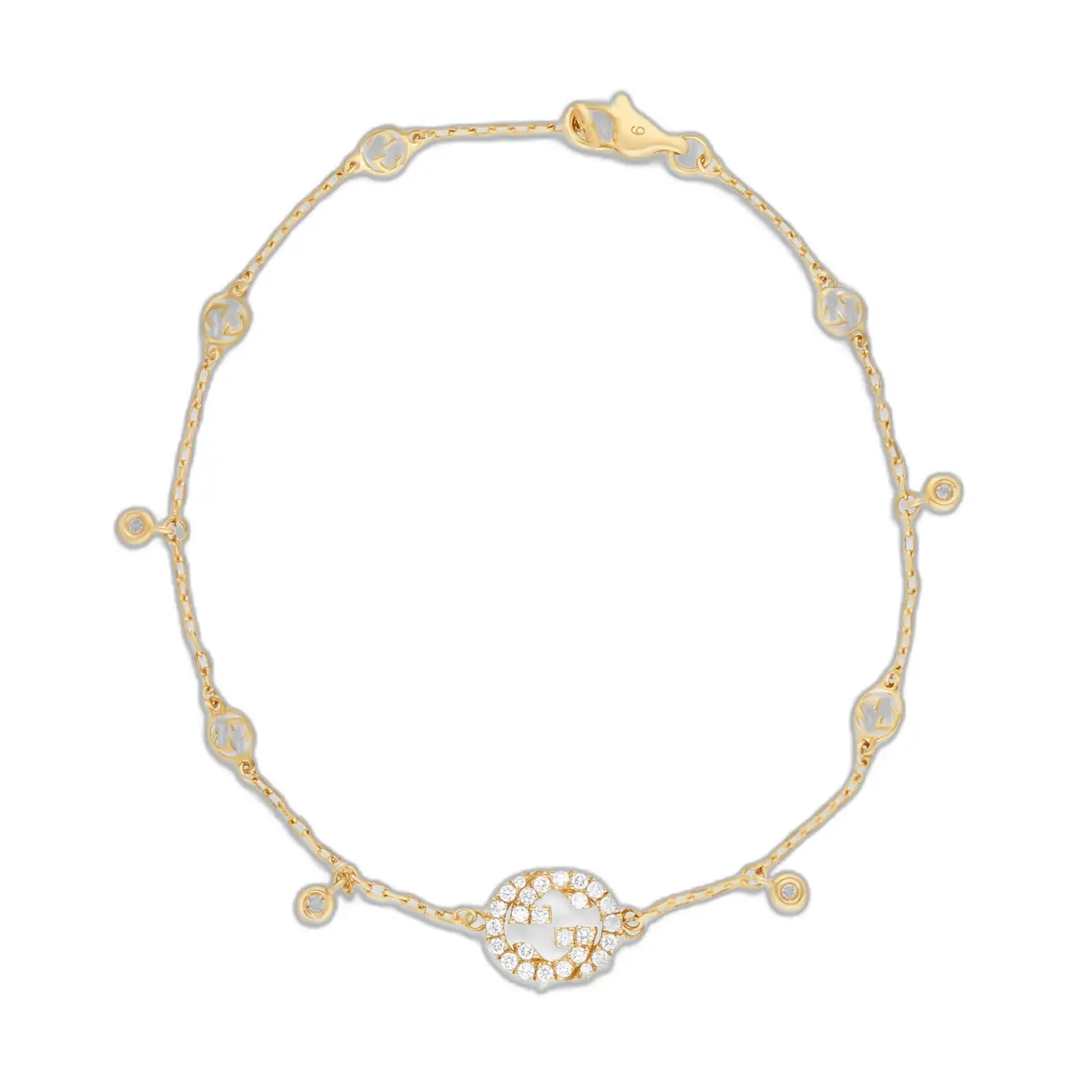 Gucci Gucci Interlocking G 18K Yellow Gold Diamond Bracelet YBA729403002016 - M (6.7 by The Solist