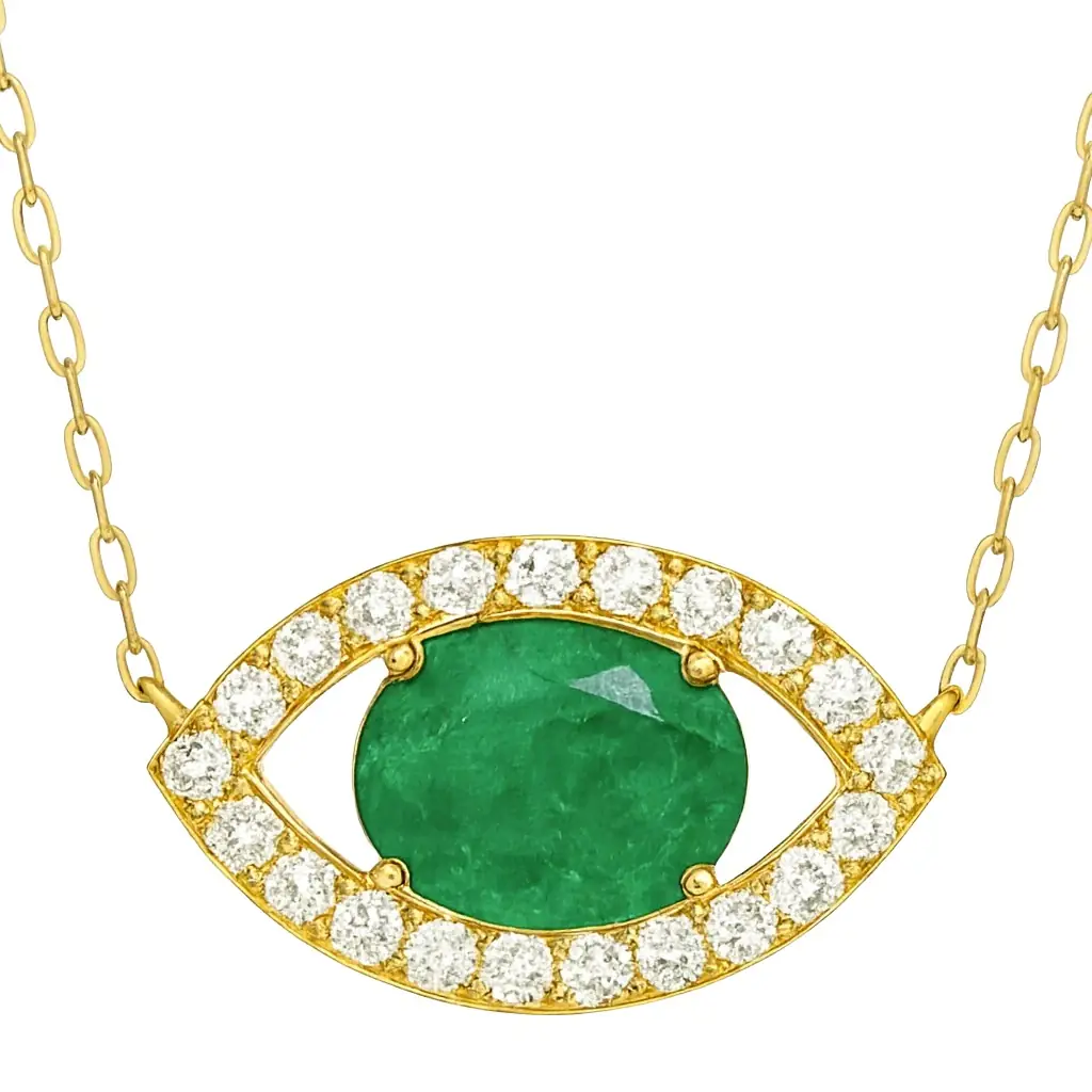 Wish Fine Jewelry 1.622ct Diamond 18K Gold Eye Pendant Necklace