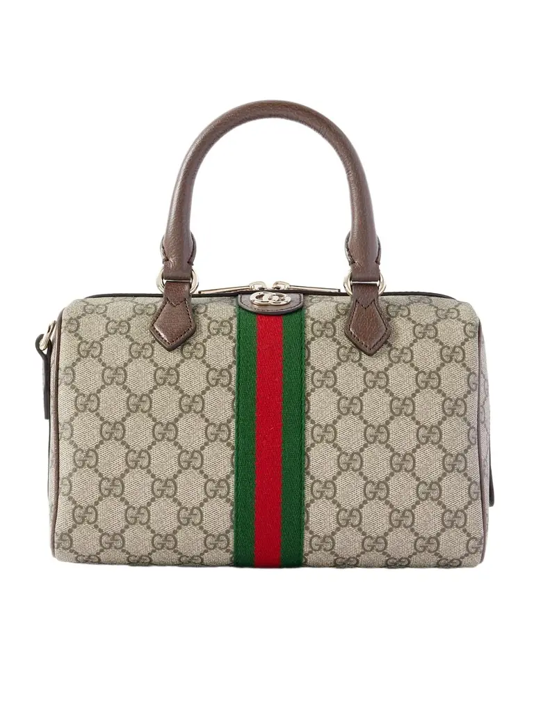 Gucci Ophidia Textured Leather And Webbing-trimmed Printed Coated-canvas Tote
