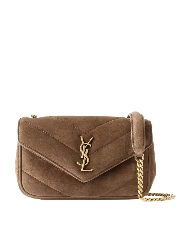 Saint Laurent Loulou Small Matelassé Suede Shoulder Bag