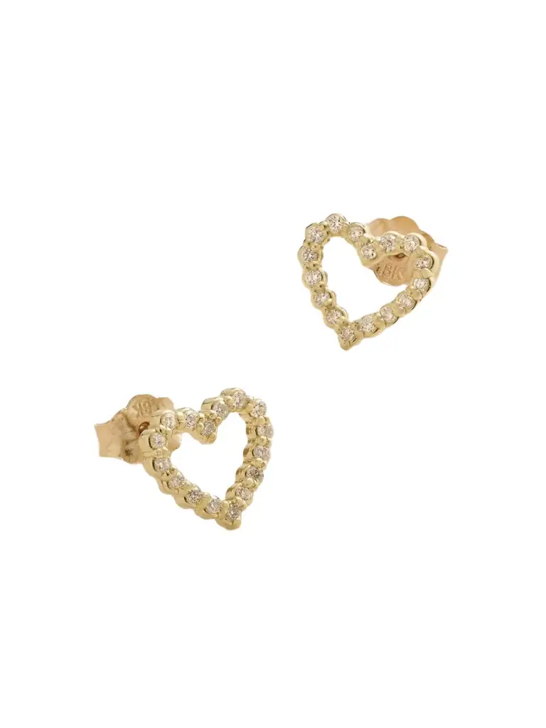 Jennifer Meyer Open Heart 18-karat Gold Diamond Earrings