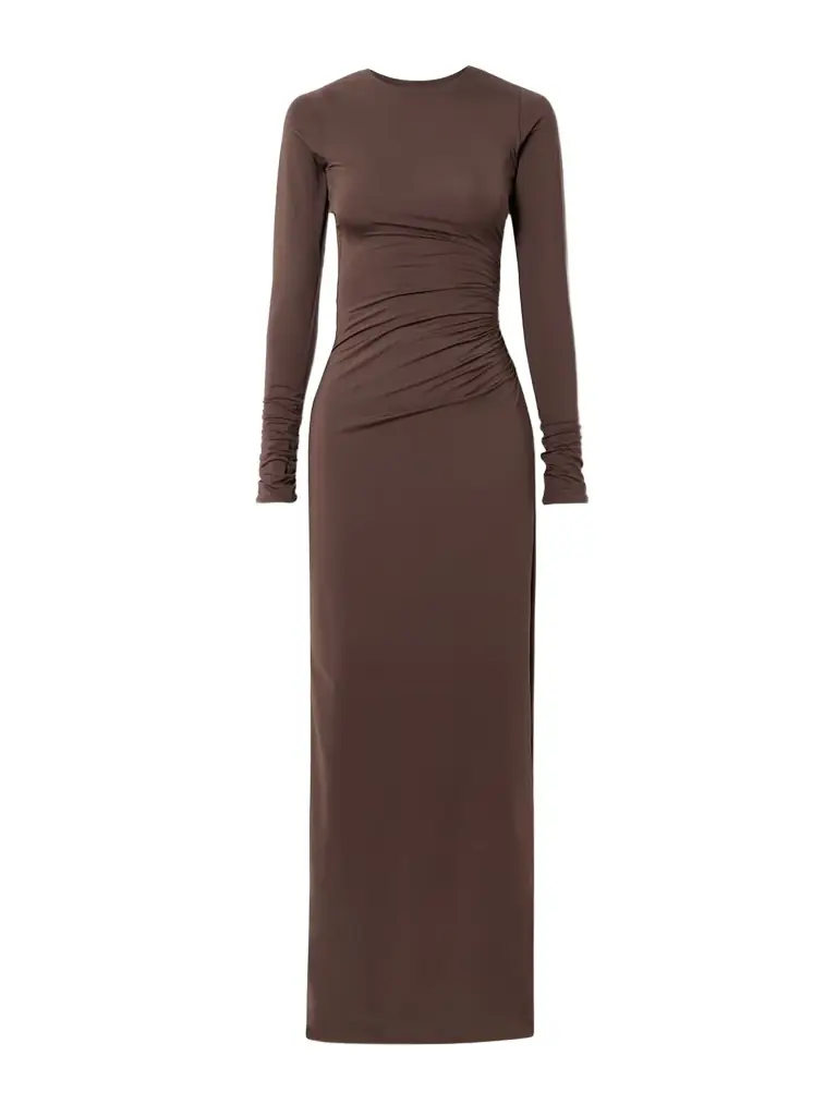 Maygel Coronel Albedo Gathered Stretch-jersey Maxi Dress