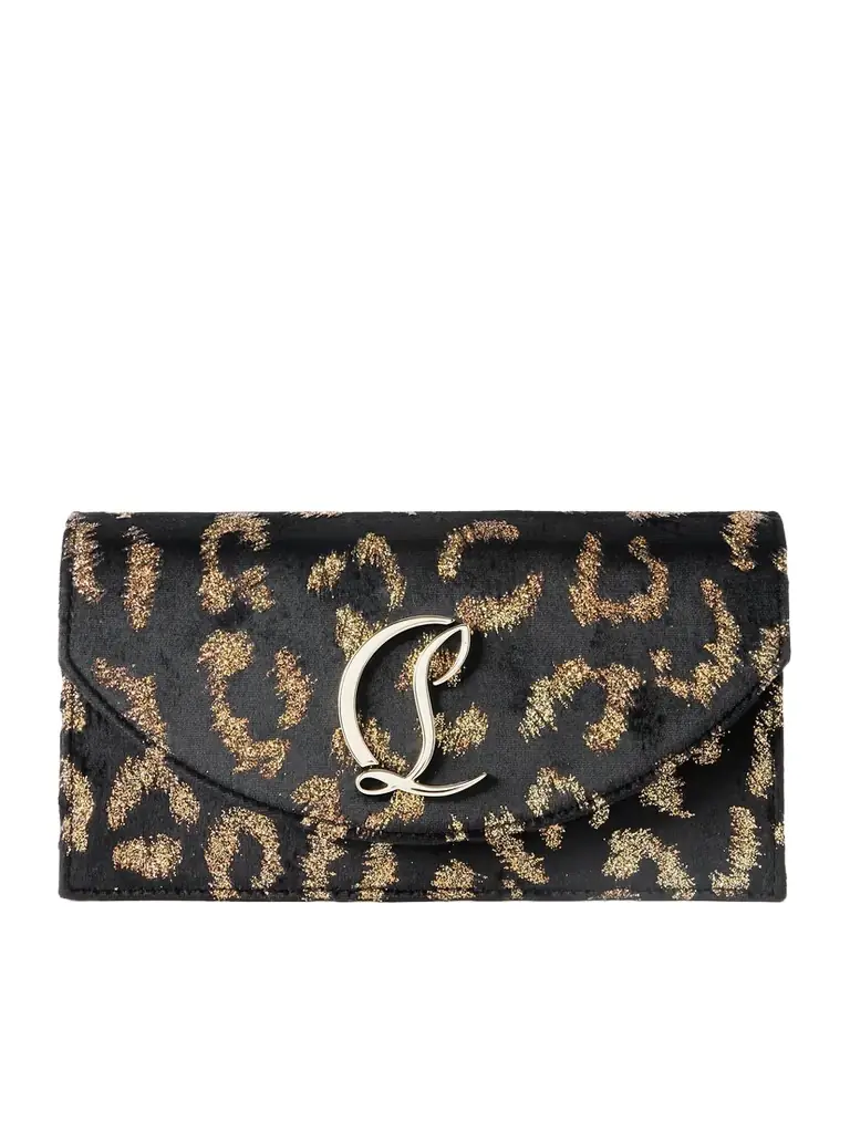Christian Louboutin Loubi54 Embellished Metallic Velvet-jacquard Clutch