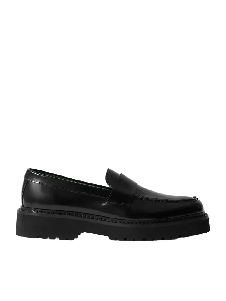 Vinny's Peeters Glossed-Leather Loafers - Men