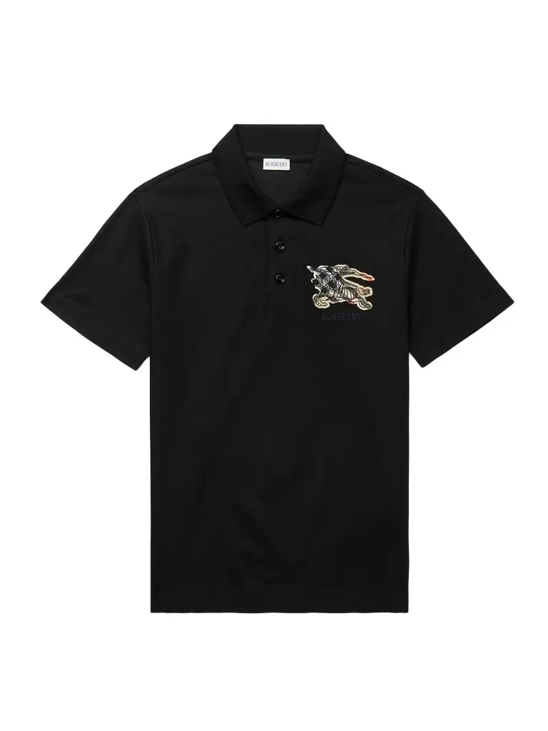 Burberry Logo-Embroidered Appliquéd Cotton-Piqué Polo Shirt - Men