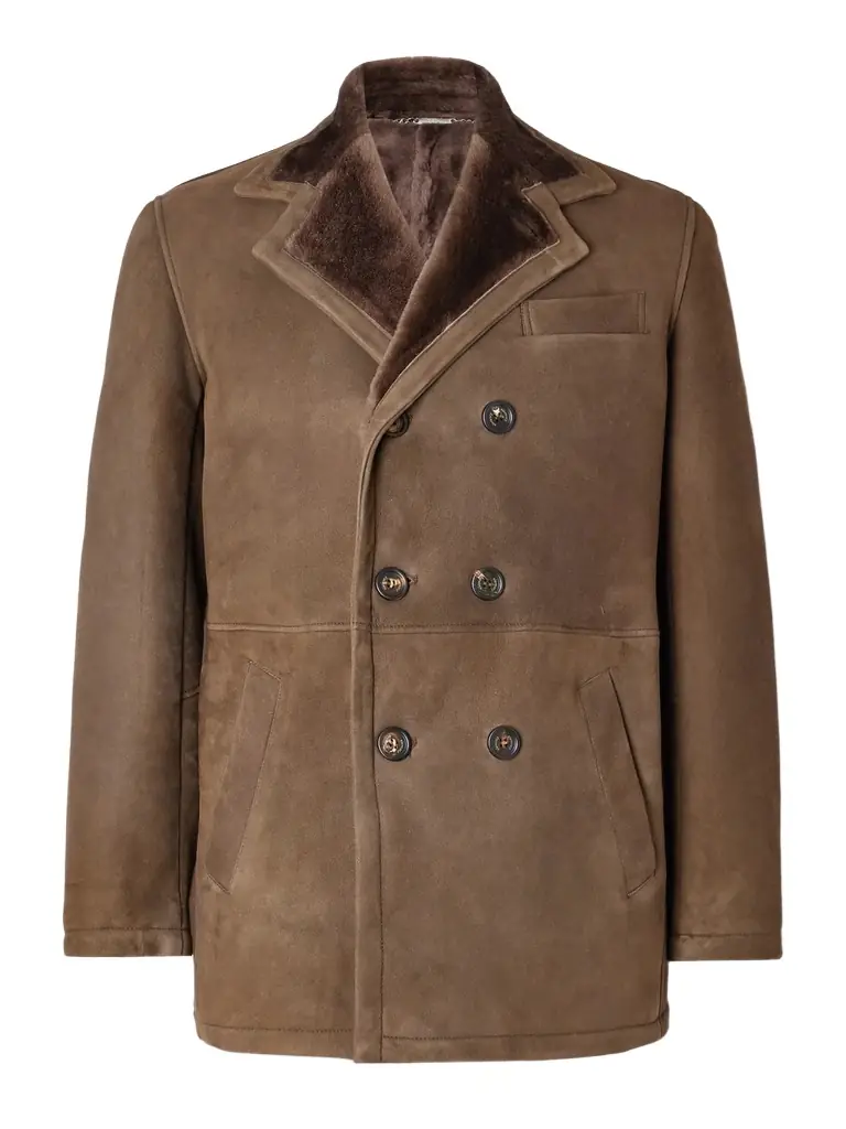 ELEVENTY Double-Breasted Shearling Overcoat - Men