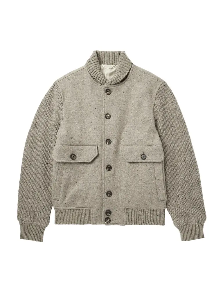 ELEVENTY Shawl-Collar Wool and Cashmere-Blend Bomber Jacket - Men