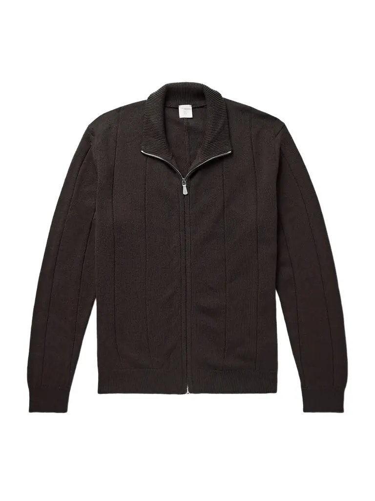 ELEVENTY Ribbed Wool Zip-Up Cardigan - Men