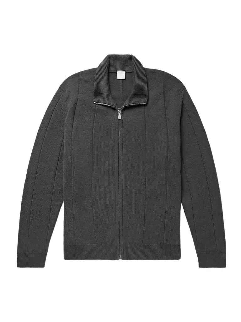 ELEVENTY Ribbed Wool Zip-Up Cardigan - Men