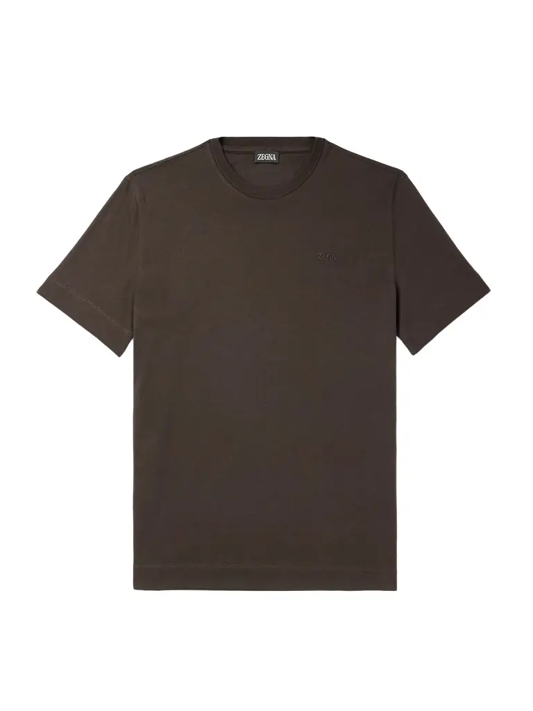 Zegna Logo-Embroidered Cotton-Jersey T-Shirt - Men