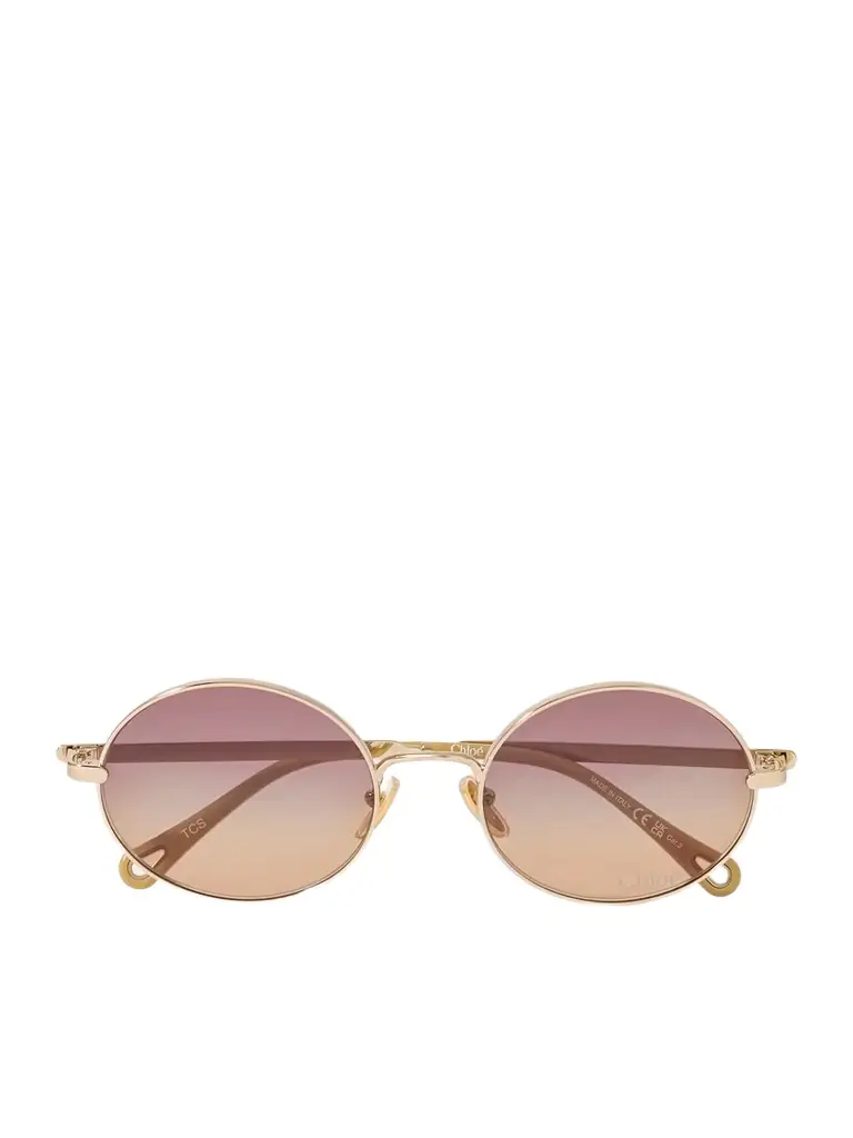 Chloé Aly Oval-frame Gold-tone Sunglasses