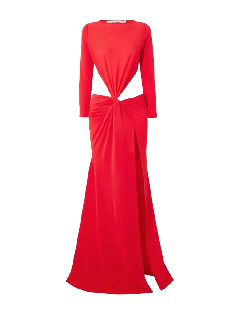 Open-back Twisted-front Recycled-crepe Gown