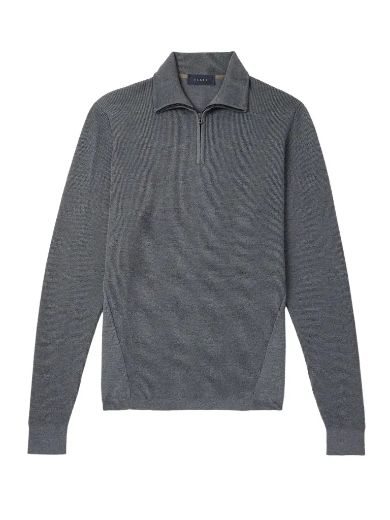 Sease Waffle-Knit Virgin Wool Half-Zip Sweater - Men