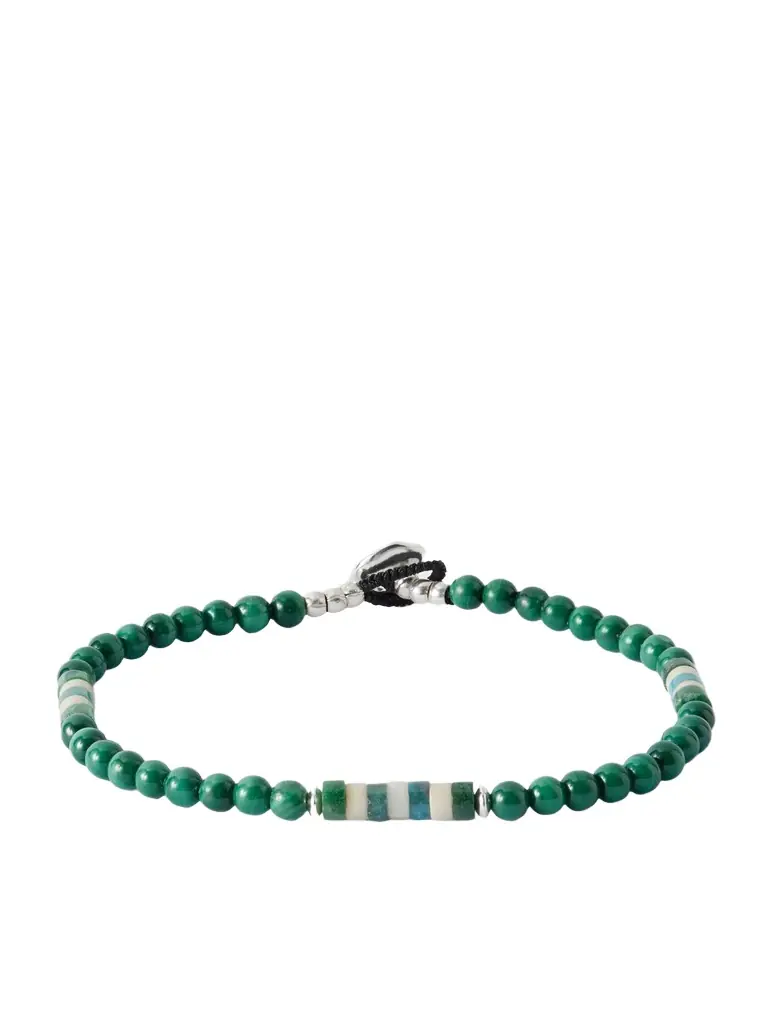 Mikia Sterling Silver Malachite Bracelet - Men