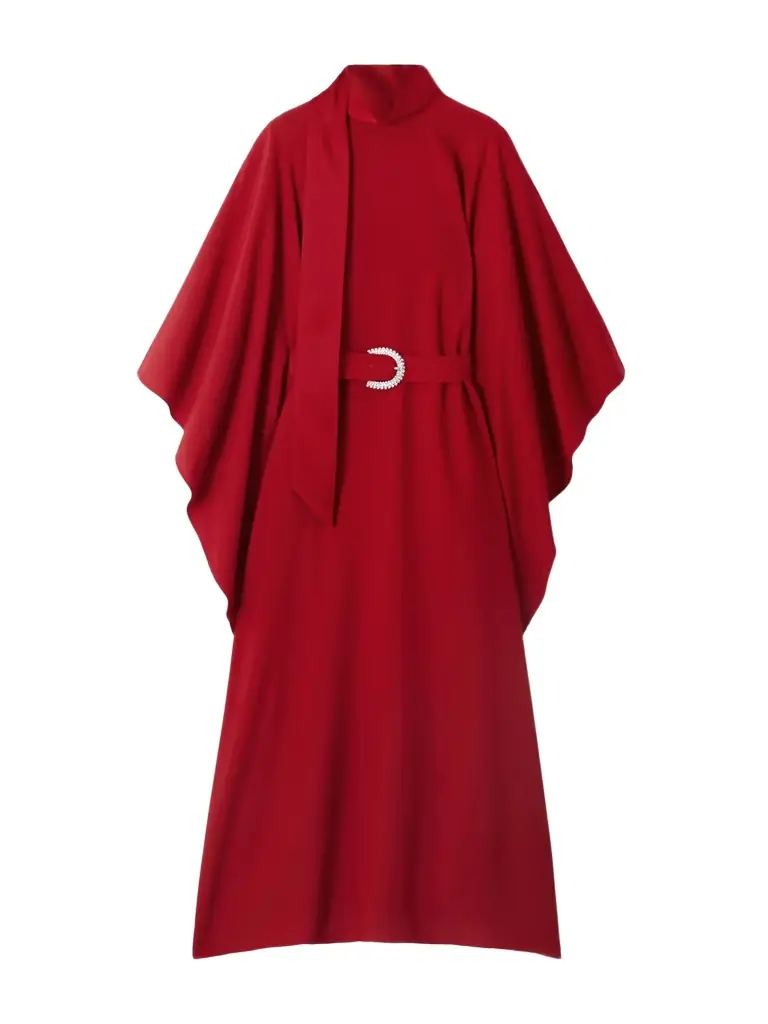 Taller Marmo La Luna Crytal-embellished Belted Cady Gown